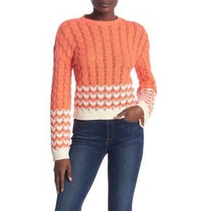 Abound Stripe Print Pointelle Knit Sweater Size S